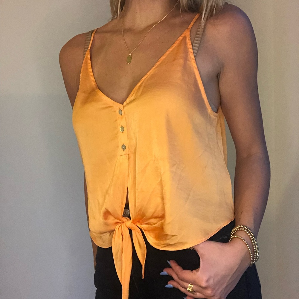 free people orange satin tank🧡